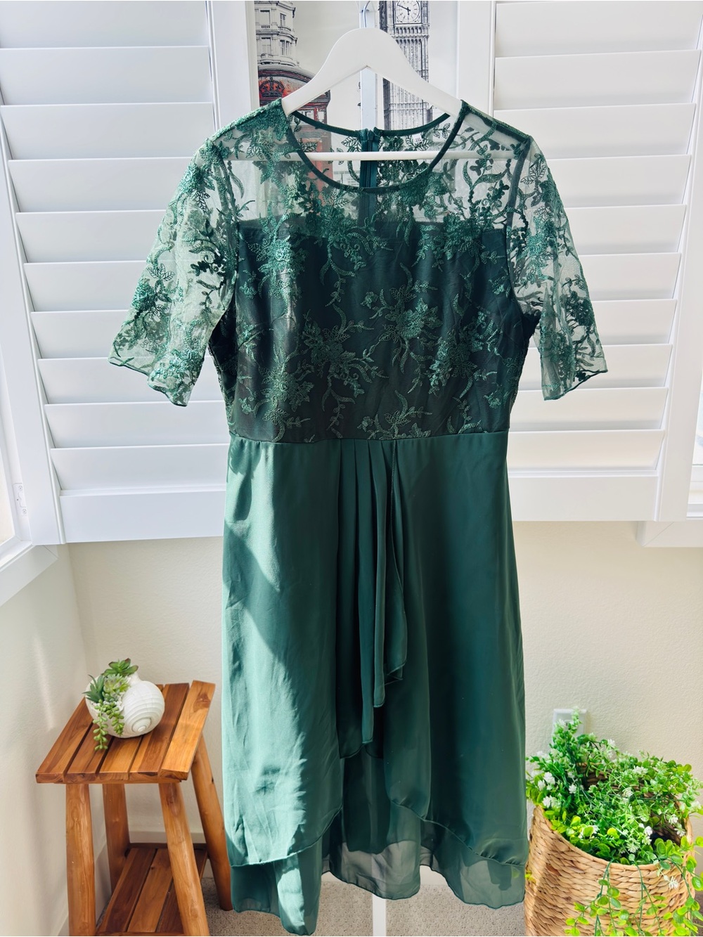 Boutique 9 Emerald Green Lace High-Low Dress